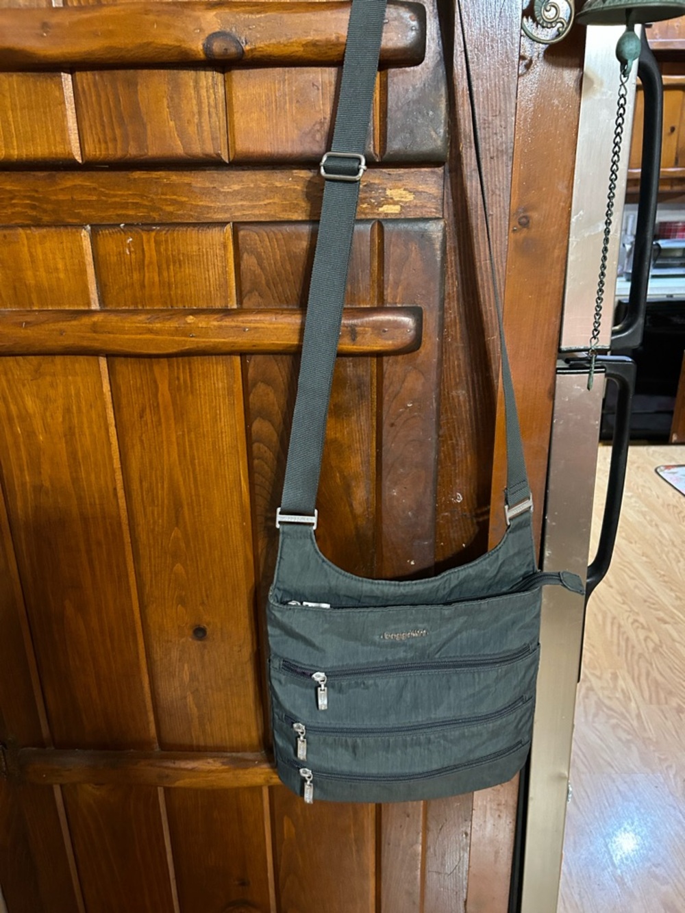 Baggallini Charcoal Gray Crossbody Messenger with Triple Zips